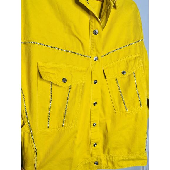 NWT NOCTURNE Ready To Wear Yellow Silver Studded Oversized Jacket Size Medium - Picture 9 of 11